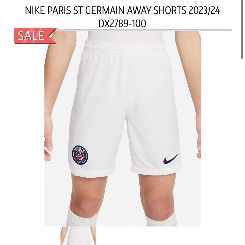 NIKE PSG PARIS ST GERMAIN AWAY WHITE SHORTS SIZE YOUTH XL 2023/24 DX2789-100